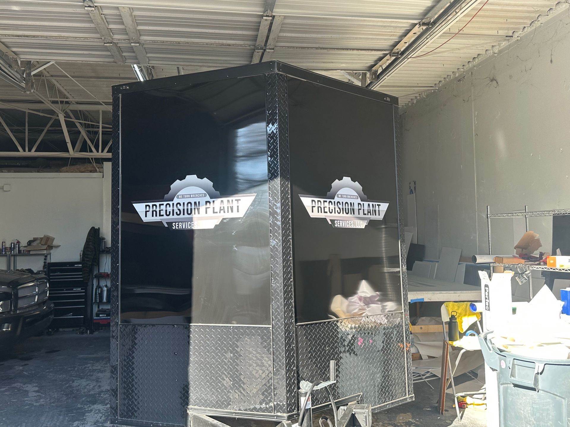 Black enclosed trailer