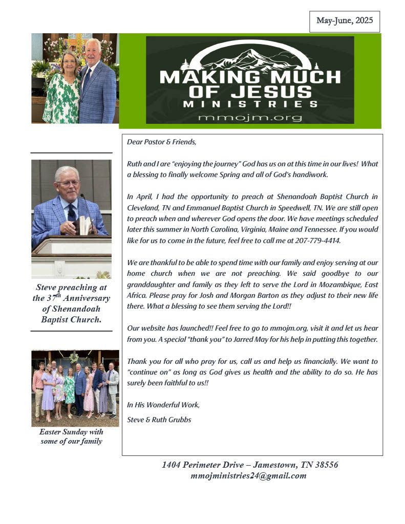 A flyer for making much of jesus ministries with a picture of a family and flowers on it.