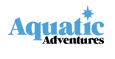 Aquatic Adventures logo with blue text and a starburst icon.