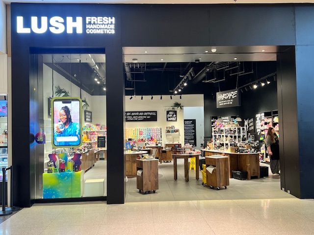 The inside of a lush fresh handmade cosmetics store.