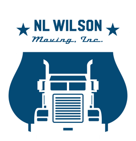 A blue logo for nl wilson moving inc.
