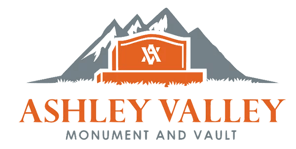 The logo for ashley valley monument and vault
