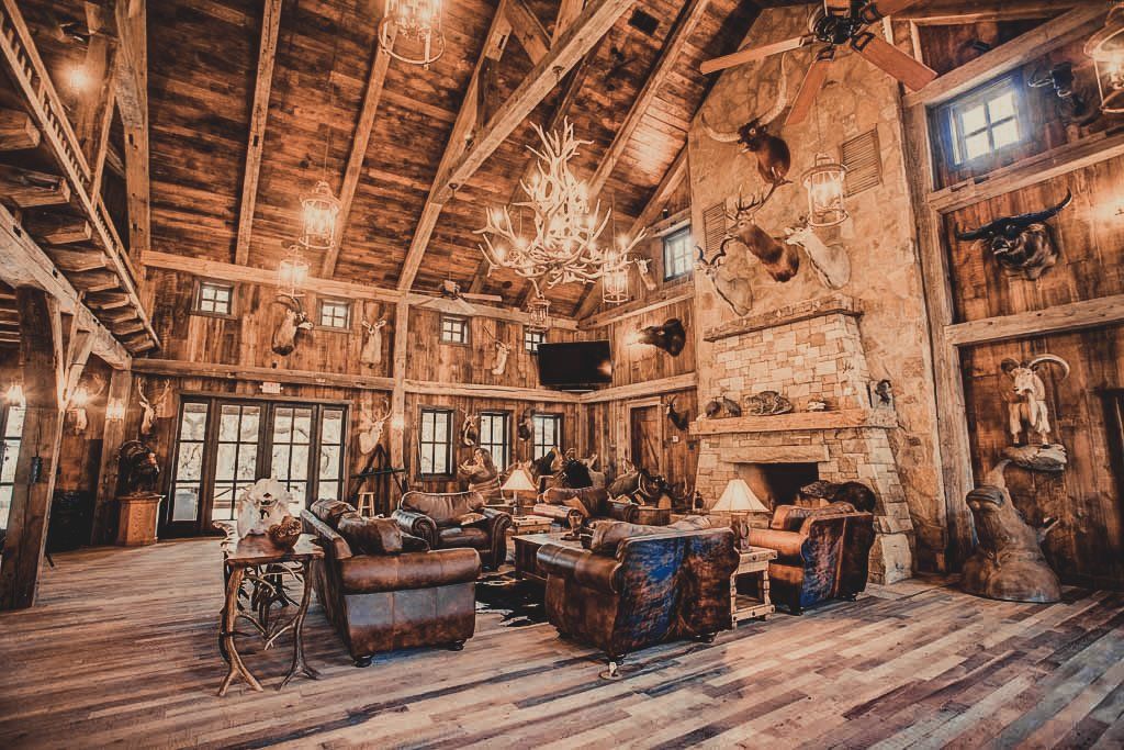 A log home with Terry Wilson Antler Designs products