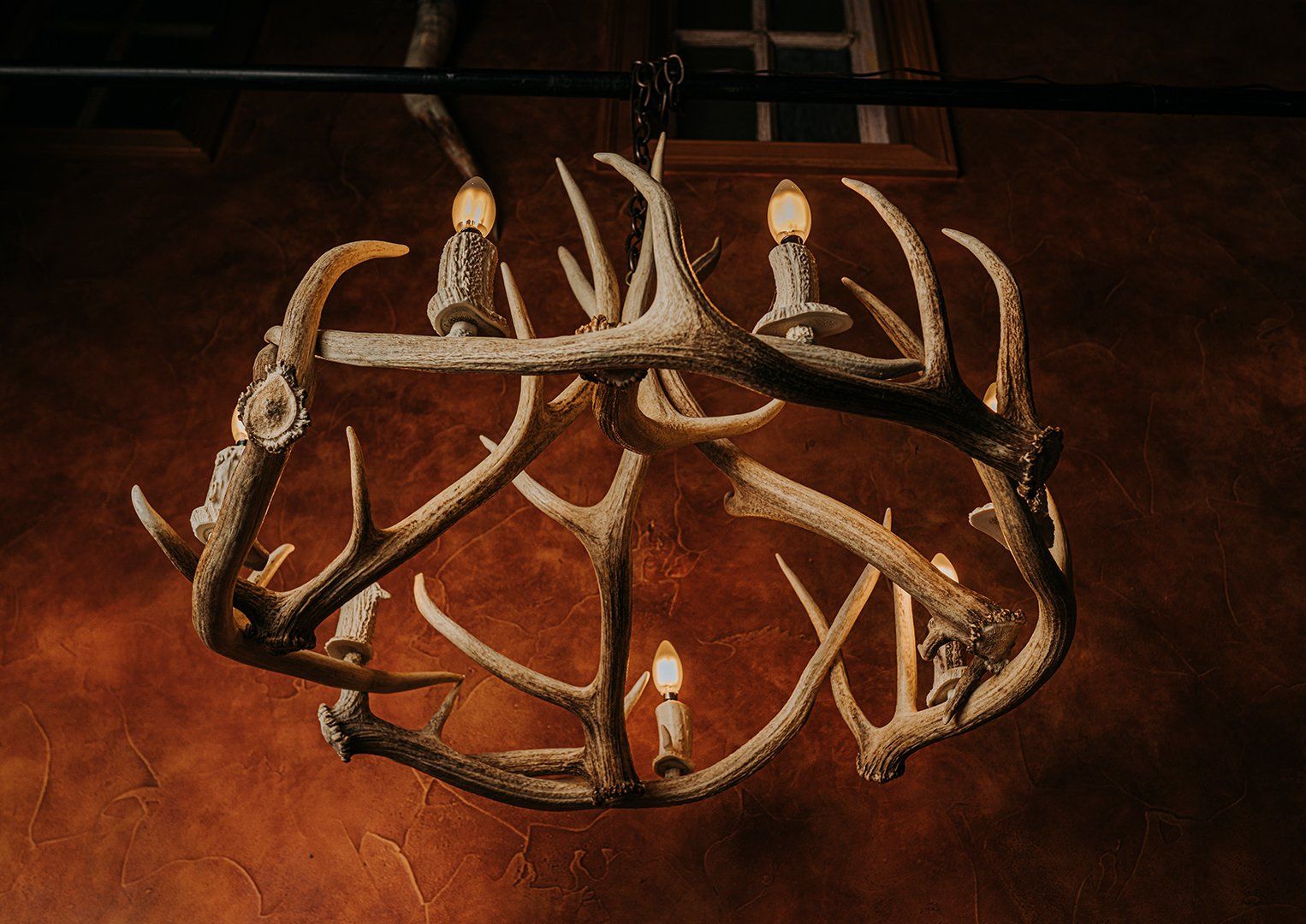 small round antler chandelier