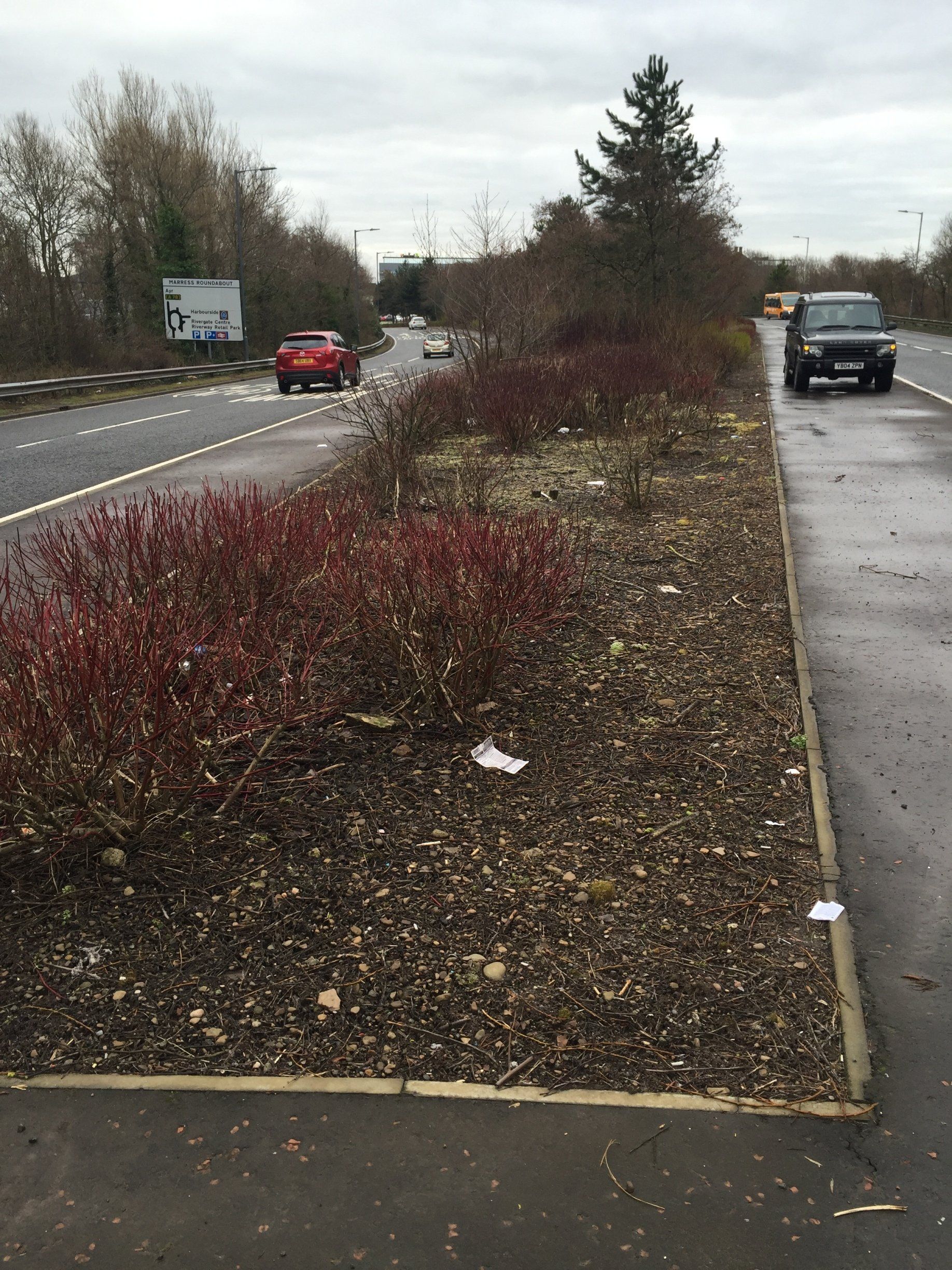 Dual carriageway landscaping before