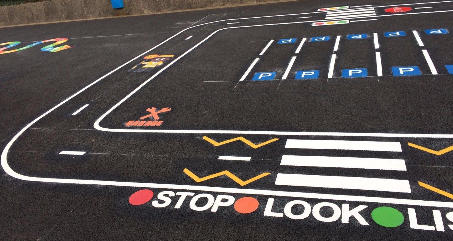 Road track playground marking