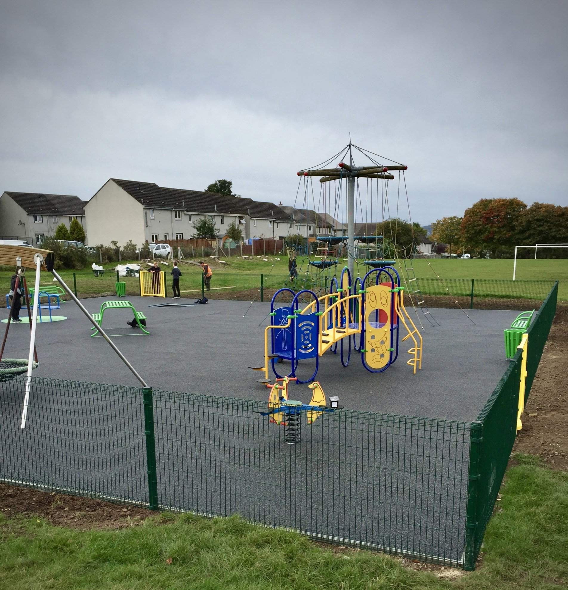 Old play equipment meets new play equipment Smithton Pitches, Inverness