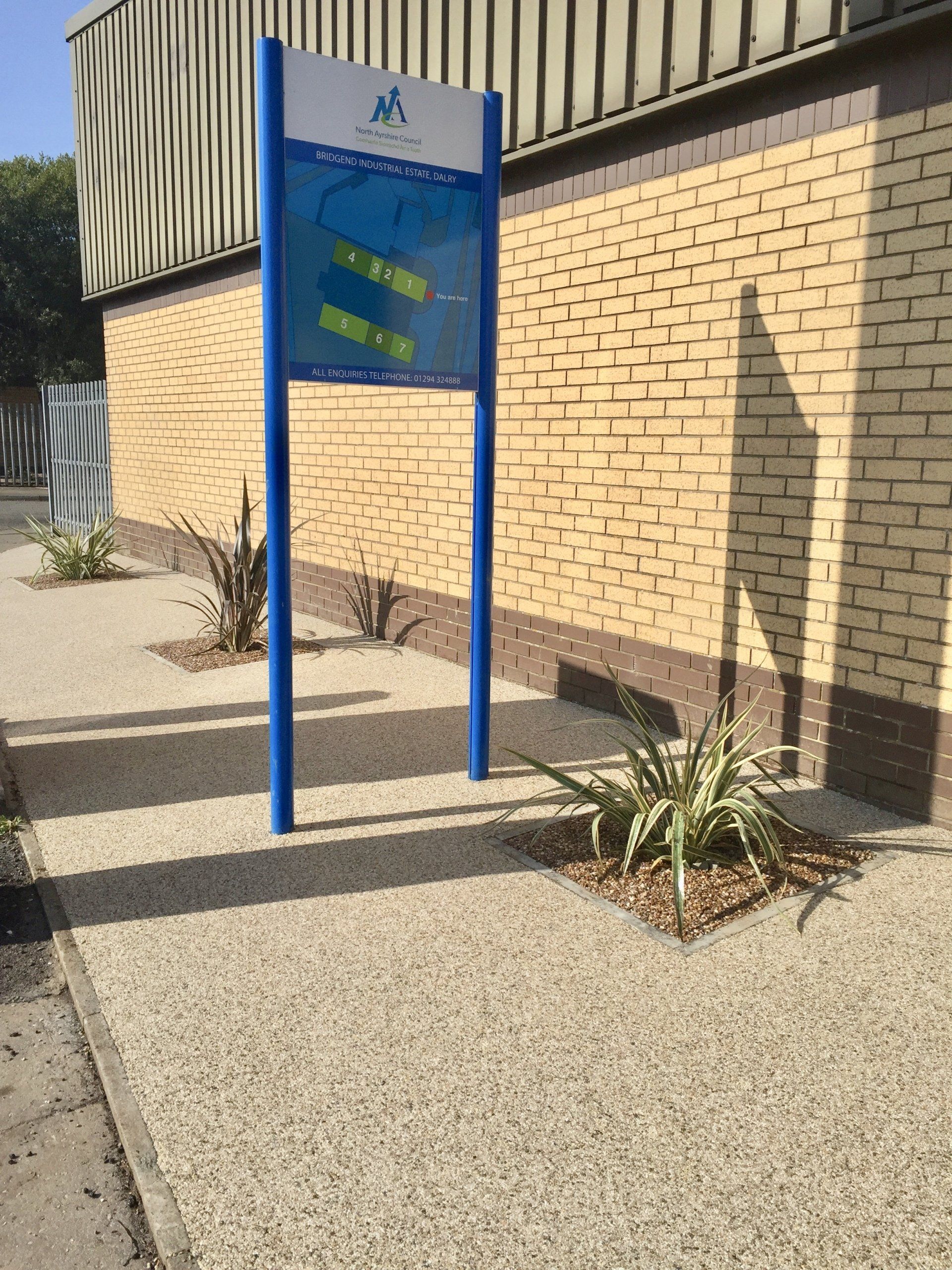 Low maintenance landscaping to industrial units