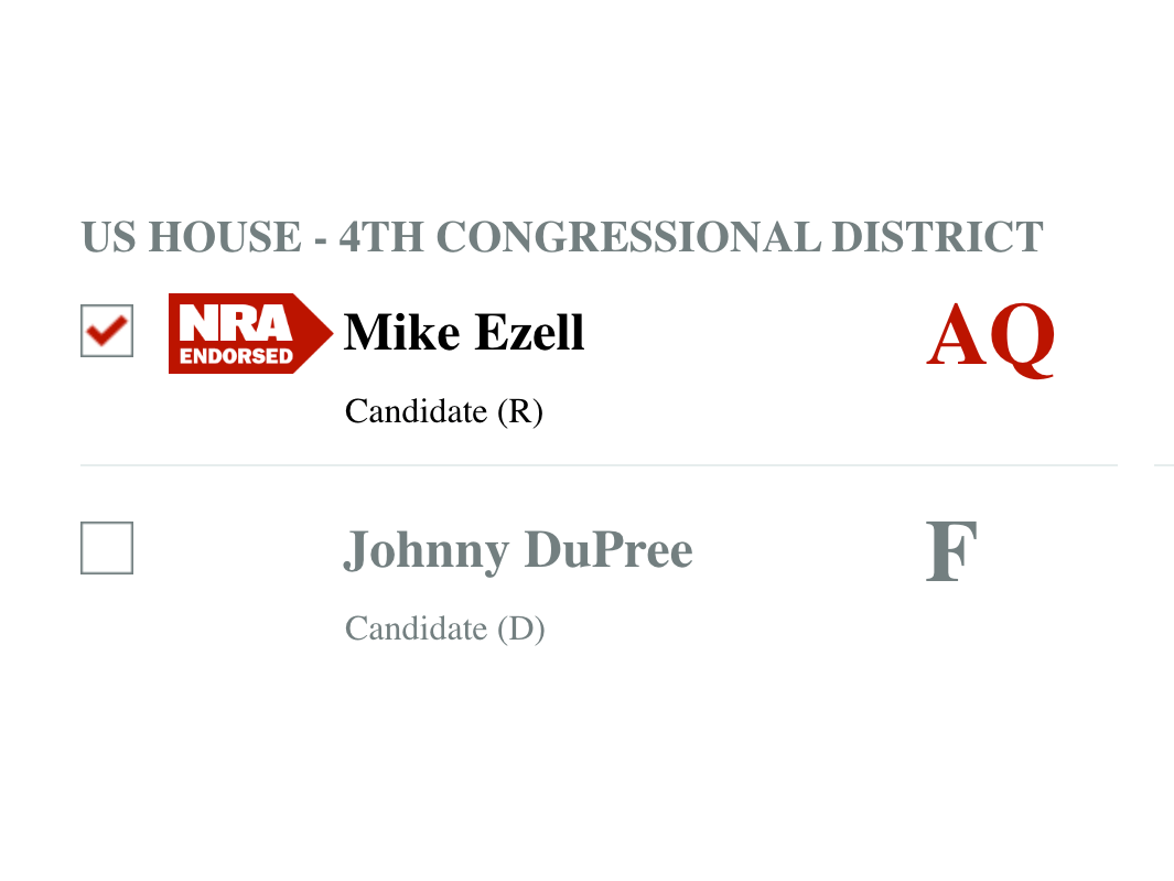 Ezell Endorsed by National Rifle Association