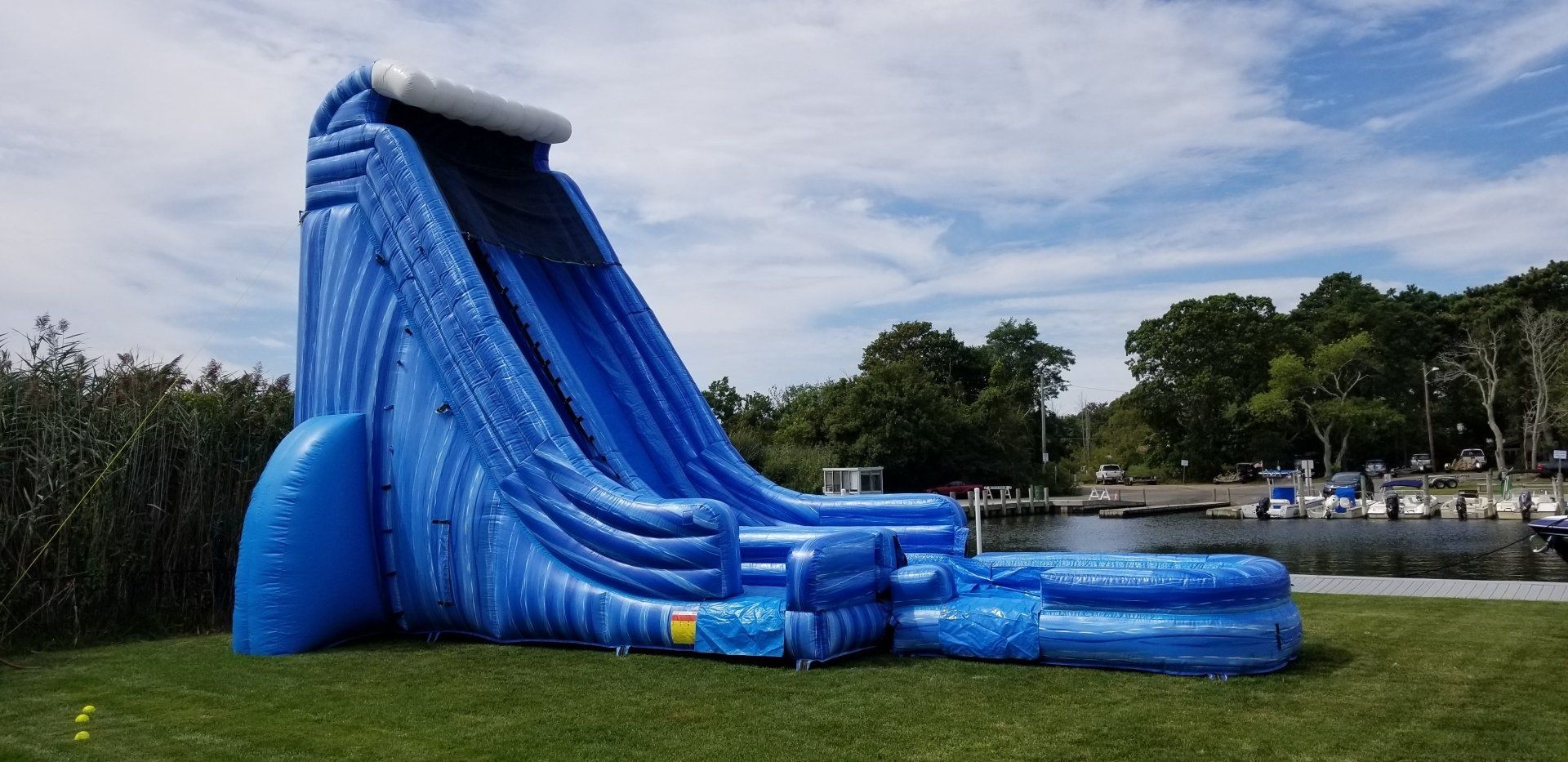 27' inflatables single lane water slide with splash pool.