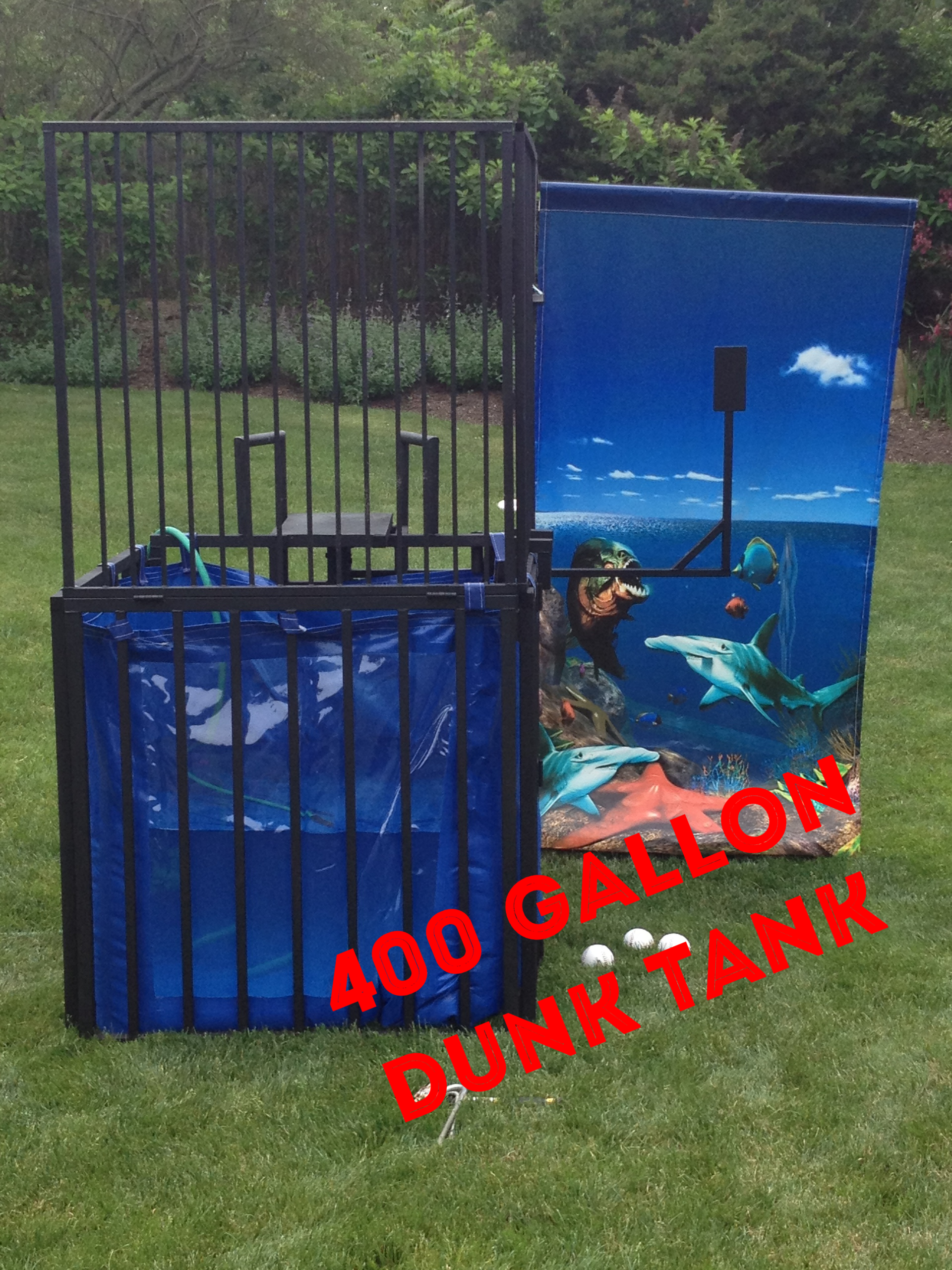 WOW !!! Check out our 400 Gallon Collapsable Dunk Tank.  This is awesome fun for the older kids to get some target practice and cool off on a hot day.