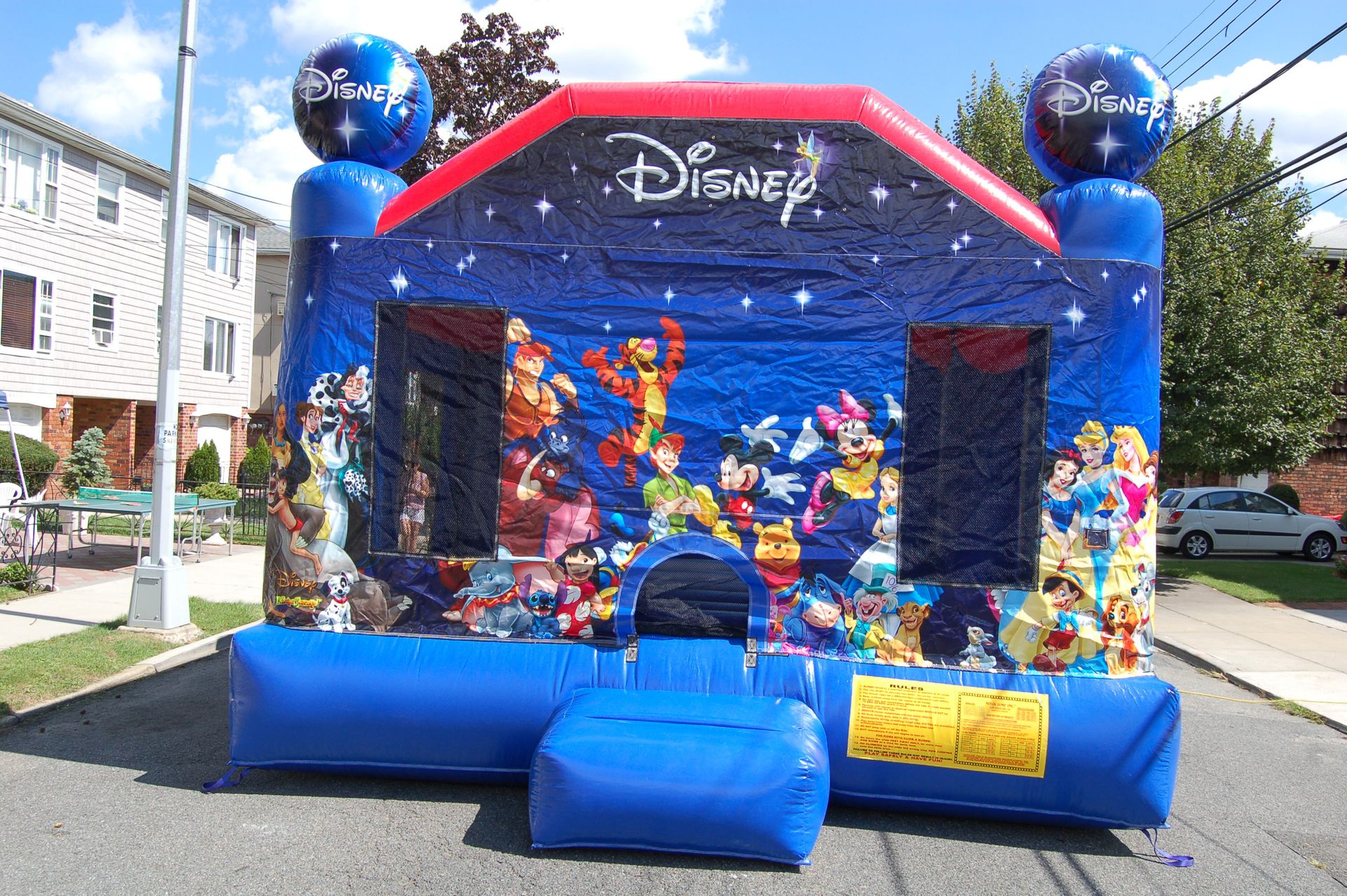 Disney Character Bounce House Inflatable 15' x 15' .  This is amazing fun for all ages, with Mickey, Minnie, Pooh, Tigger, Snow White, the gangs all here for a day of fun.
