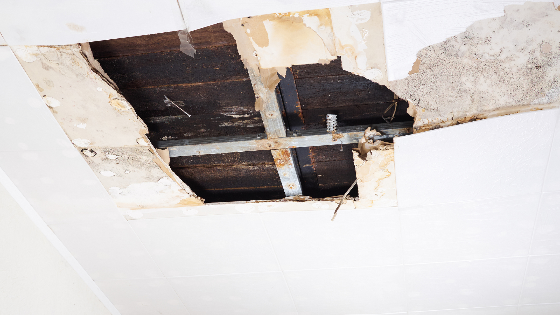 There is a hole in the ceiling that looks like a window.