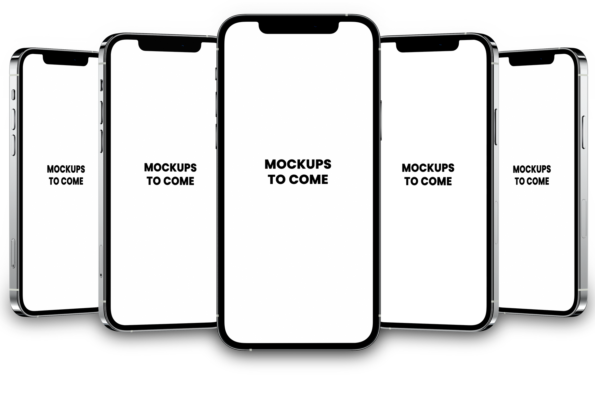 A group of phones sitting next to each other on a table.