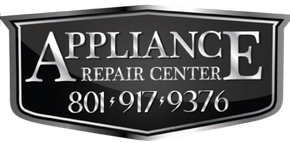 Black and silver Appliance Repair Center logo with phone number.