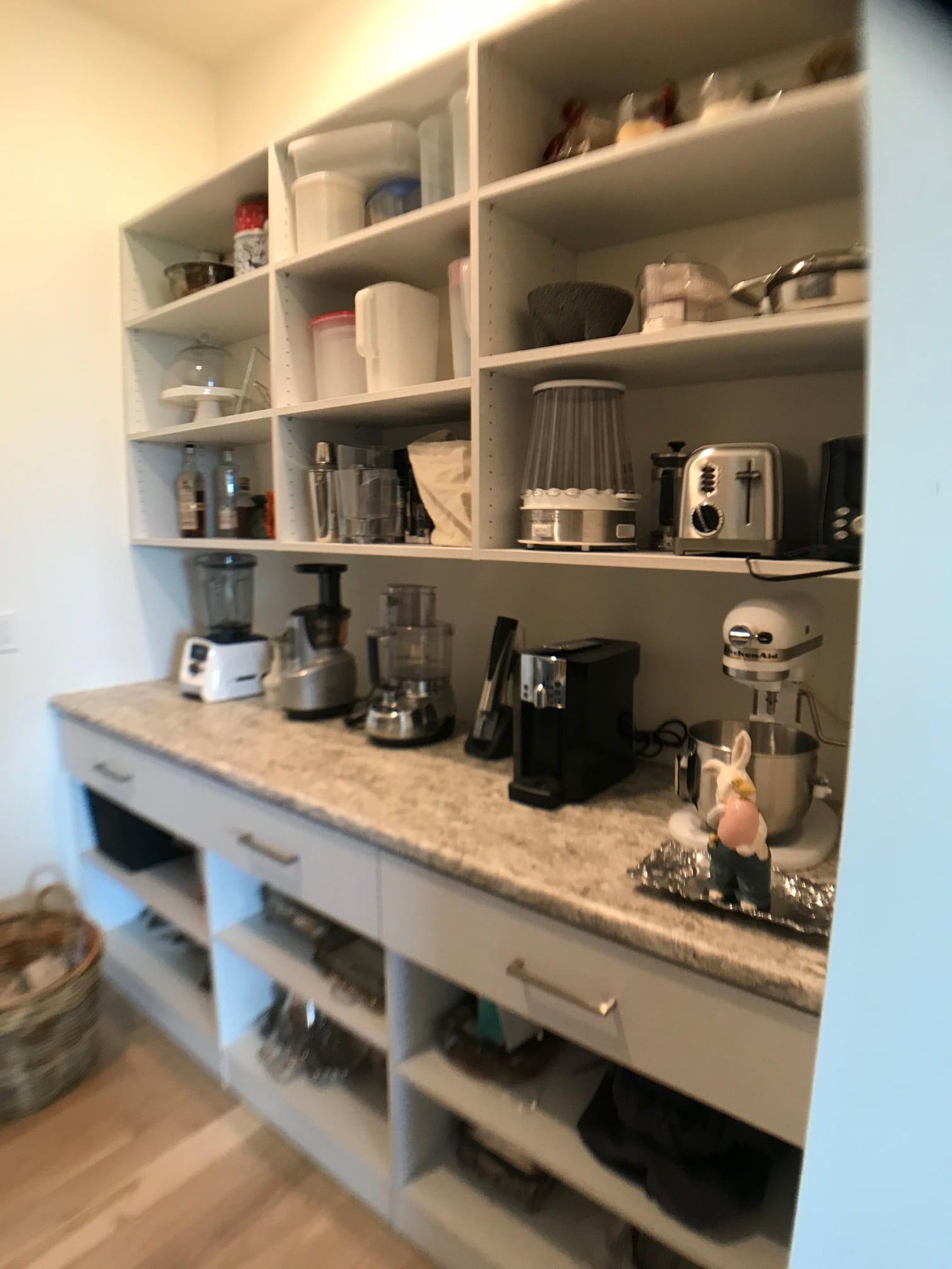 An Array of Appliances on Shelves & Counters Installed By LB Classic Closets in Mid-MO