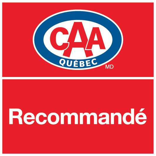 Logo de la Commission de la Construction du Québec, un design abstrait bleu sarcelle et un texte en français.
