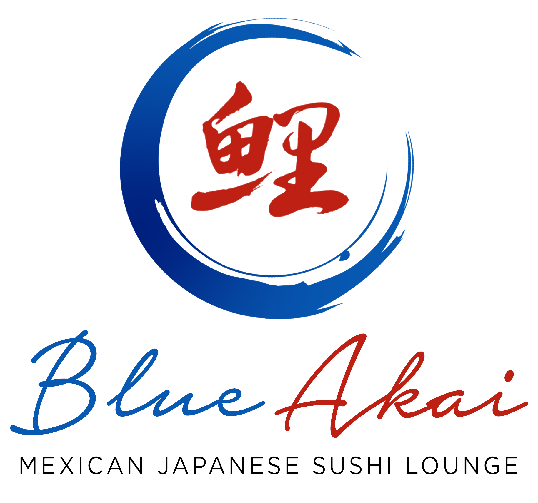 The logo for blue akai mexican japanese sushi lounge