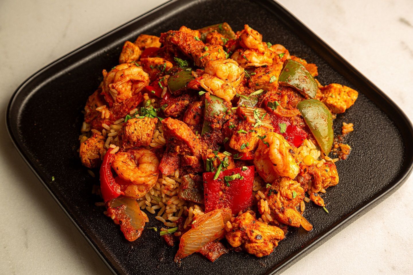 A close up of a plate of food on a table.