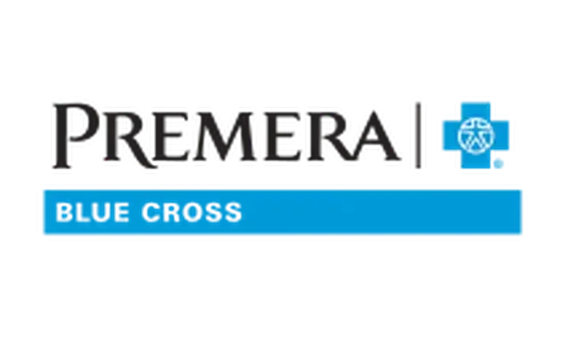 The logo for premiera blue cross is blue and white