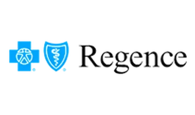 The regence logo has a blue cross and shield on it.