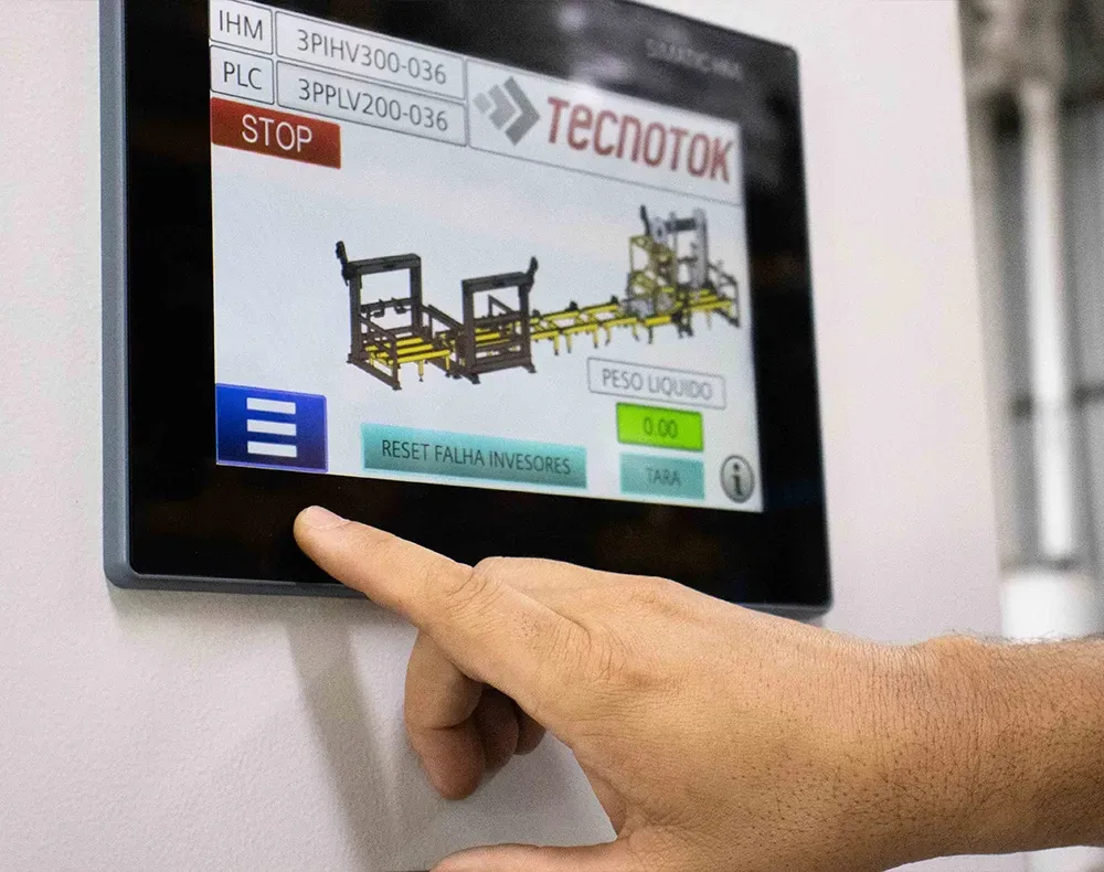 Interface touchscreen Classificadores de pallets