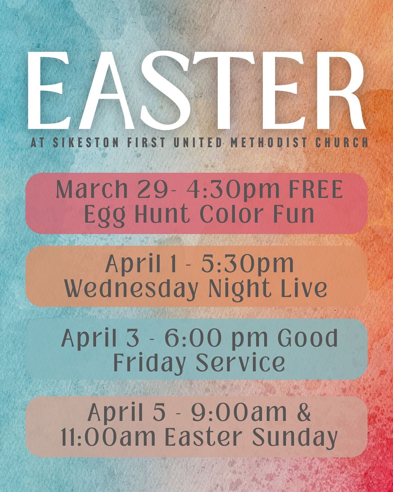 Easter service information