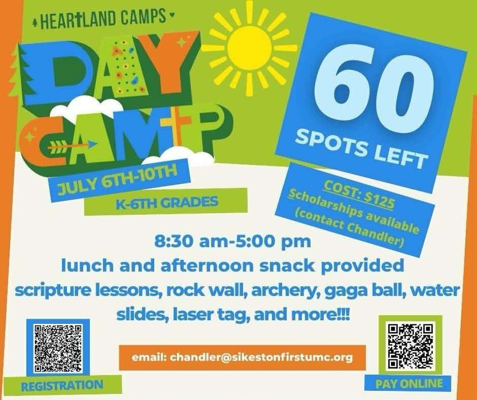 Flyer for Day Camp, July 6-10, 2026