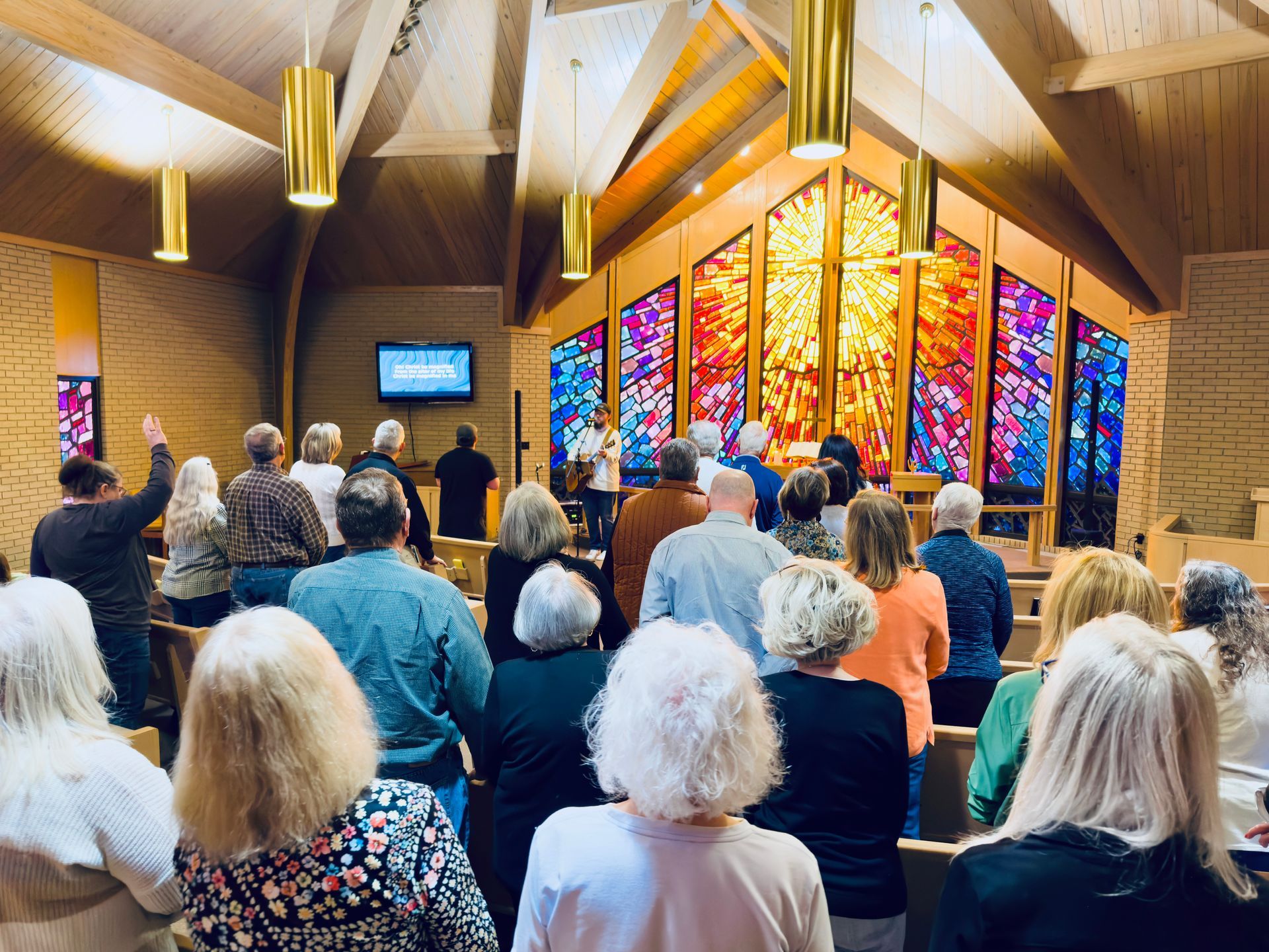 Congregation at acoustic worship service