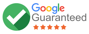 A google guaranteed logo with a check mark and five stars.