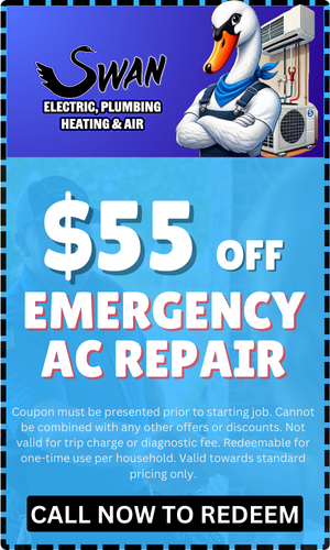 Swan electric plumbing heating & air is offering a $ 80 off emergency ac repair.