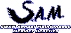 A logo for sam swan annual maintenance member benefits