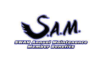 A logo for sam swan annual maintenance member benefits