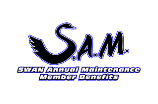 A logo for sam swan annual maintenance member benefits