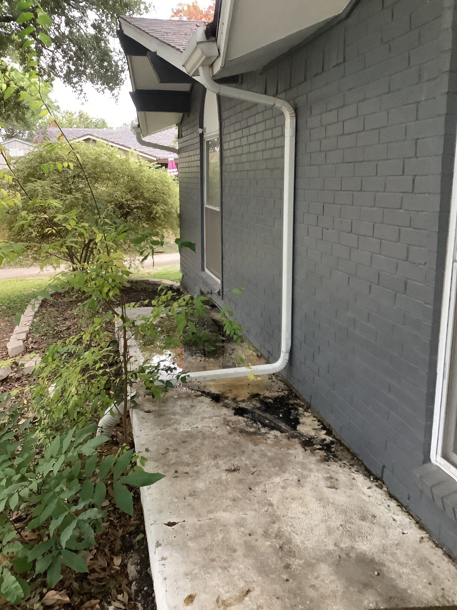 View of what slab leak looks like outside of Mesquite, TX Home in the Dallas area