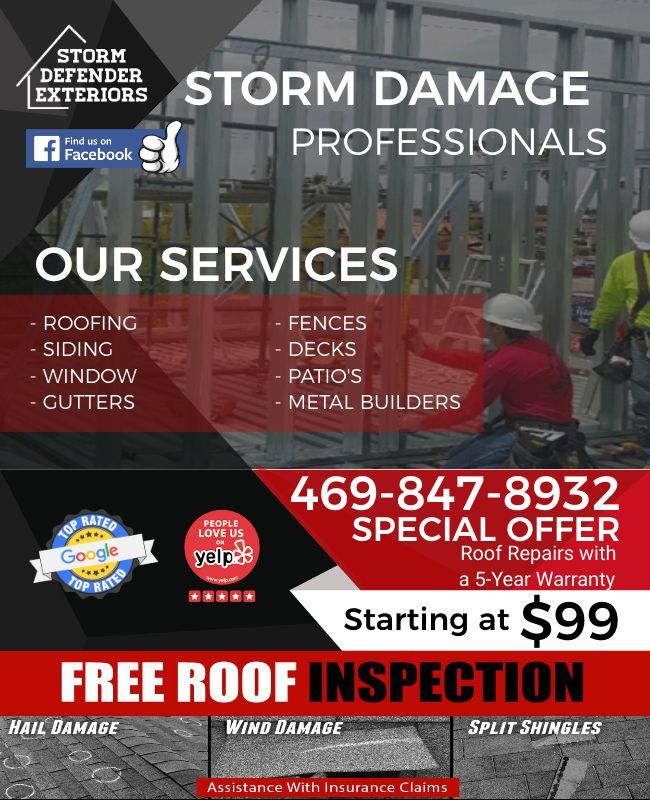 Roofing Service Graphic Design Ad Design/Flyer for Contractor in Dallas Texas