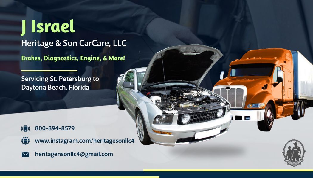 Mobile Auto Repair Business Card Design for Vehicle Mechanic in Orlando, Florida