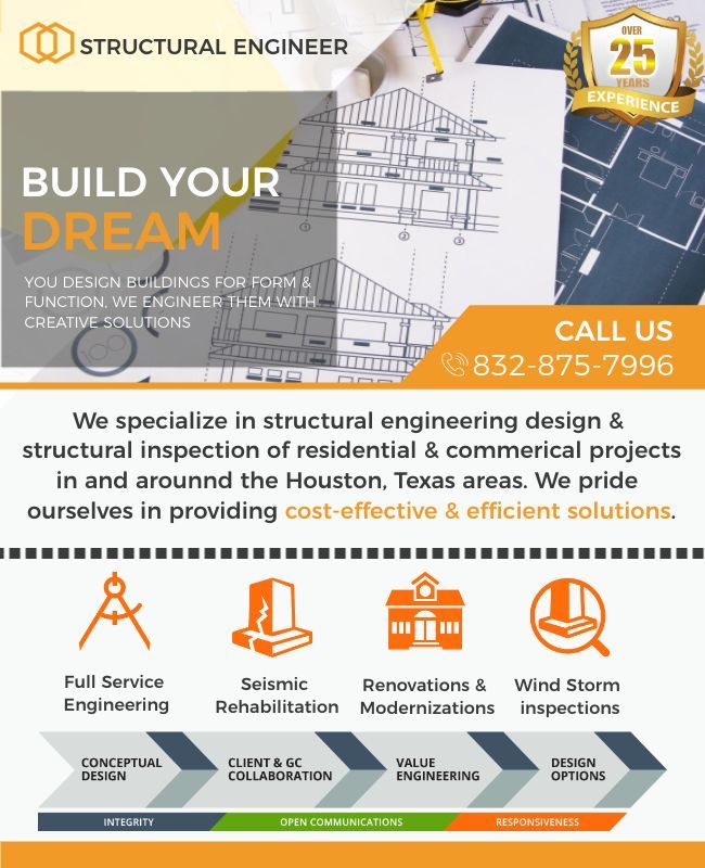 Engineer Graphic Design Ad Design/Flyer for Structural Engineer Contractor in Houston, Texas