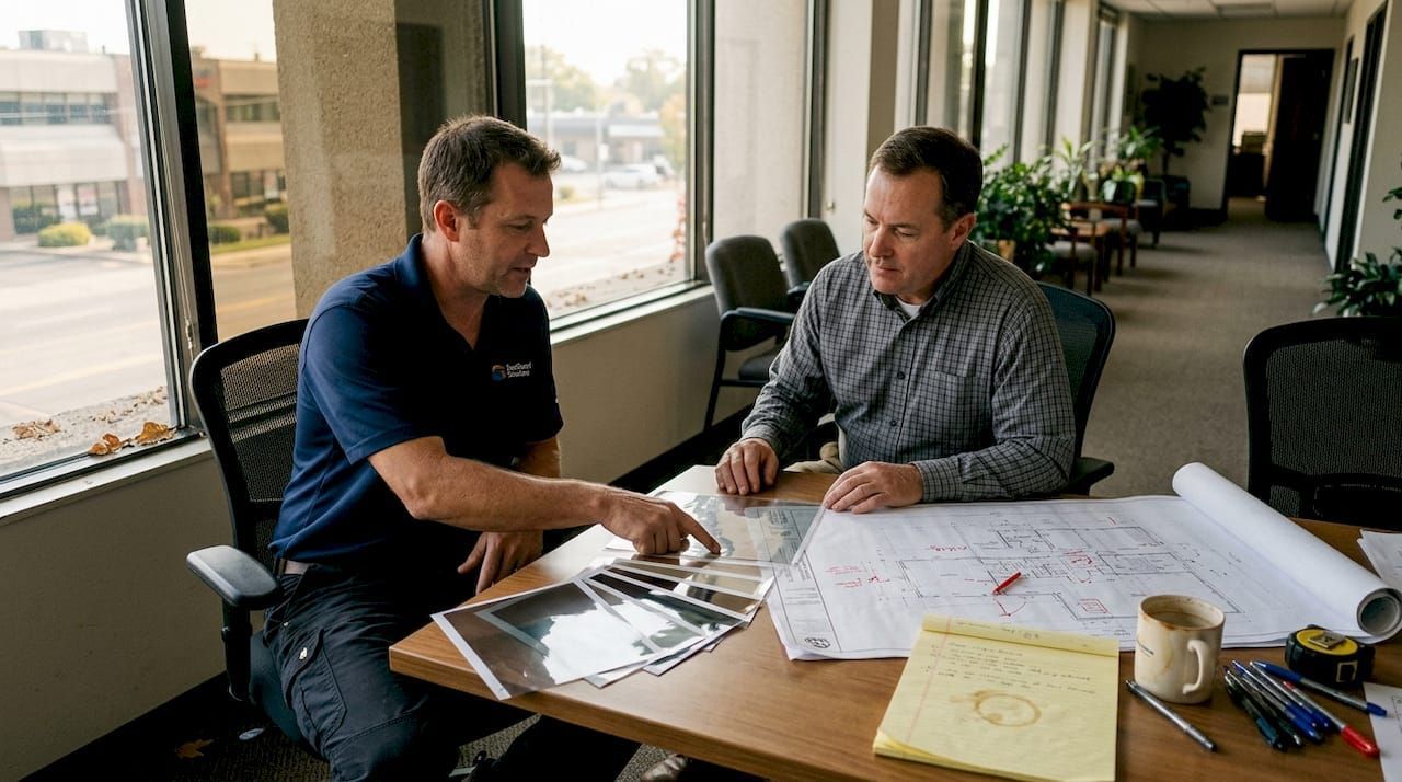 Office windows protected with security film