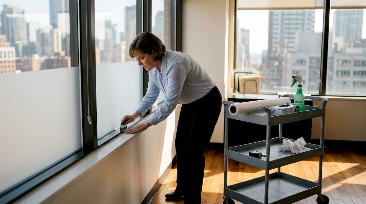 privacy window film on modern office glass