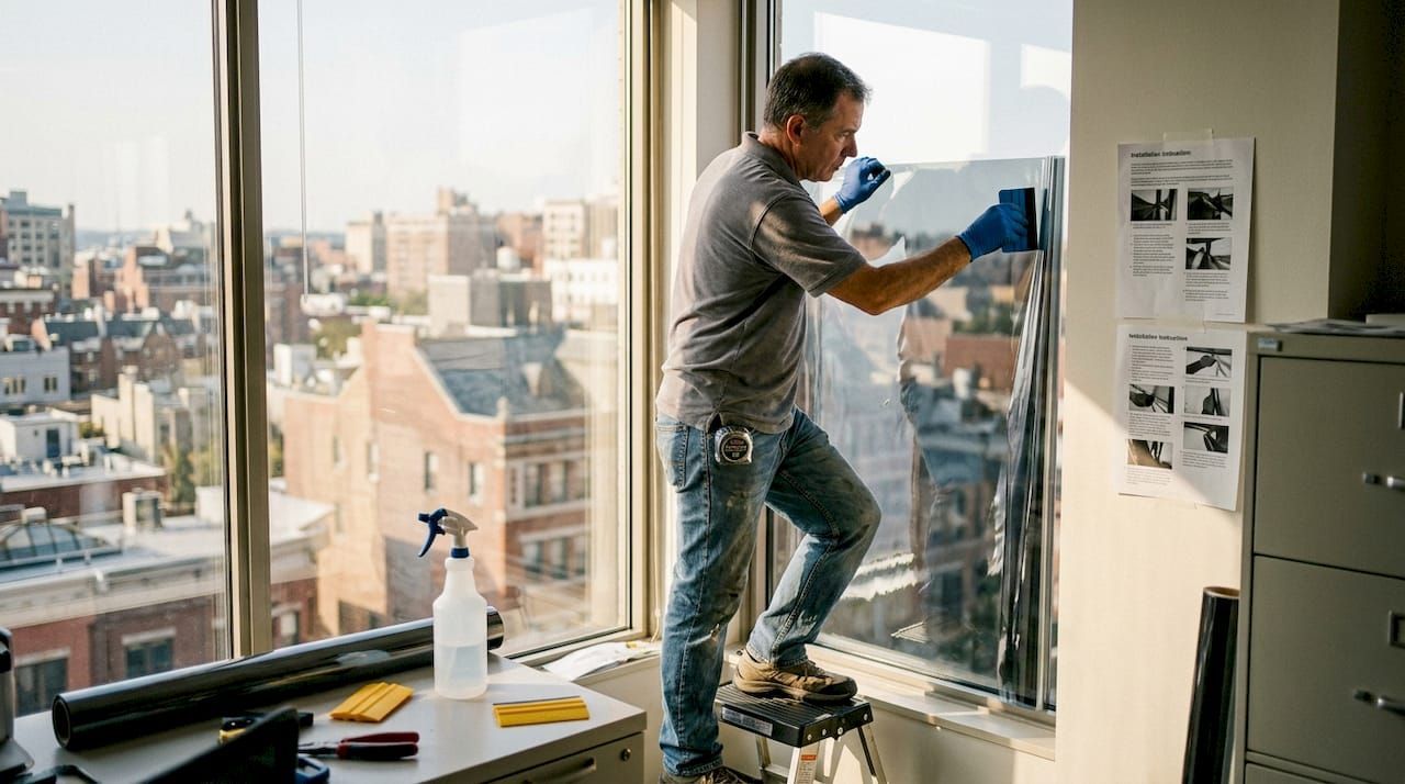 solar control window film on glass