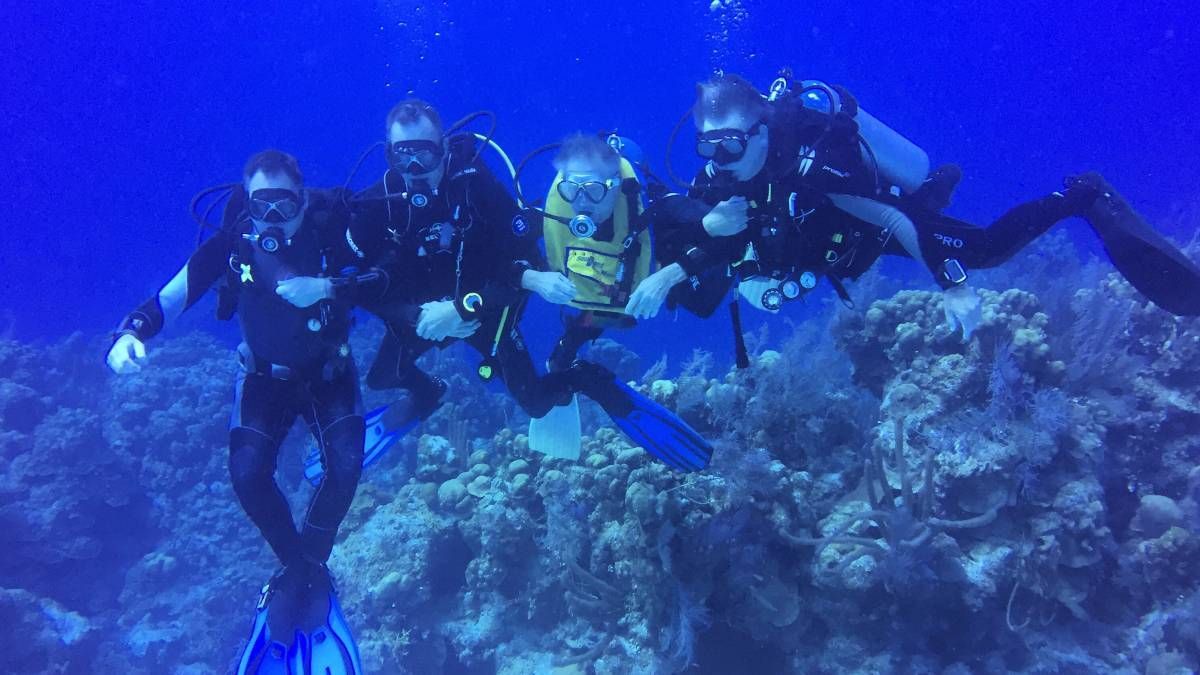 Een groep duikers zwemt in de oceaan.