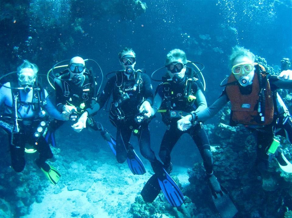 Een groep duikers zwemt in de oceaan