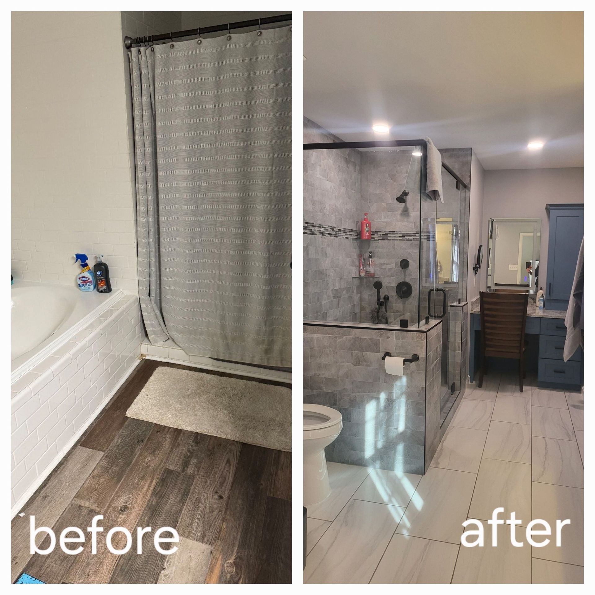 bathroom remodel before and after image