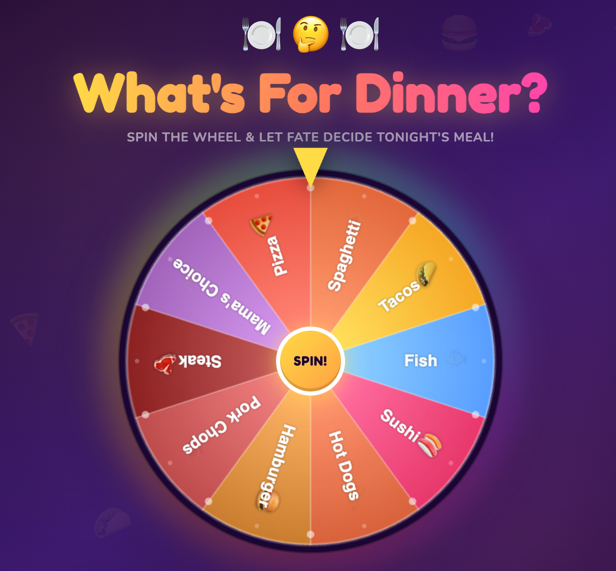 spinning wheel, What's for dinner