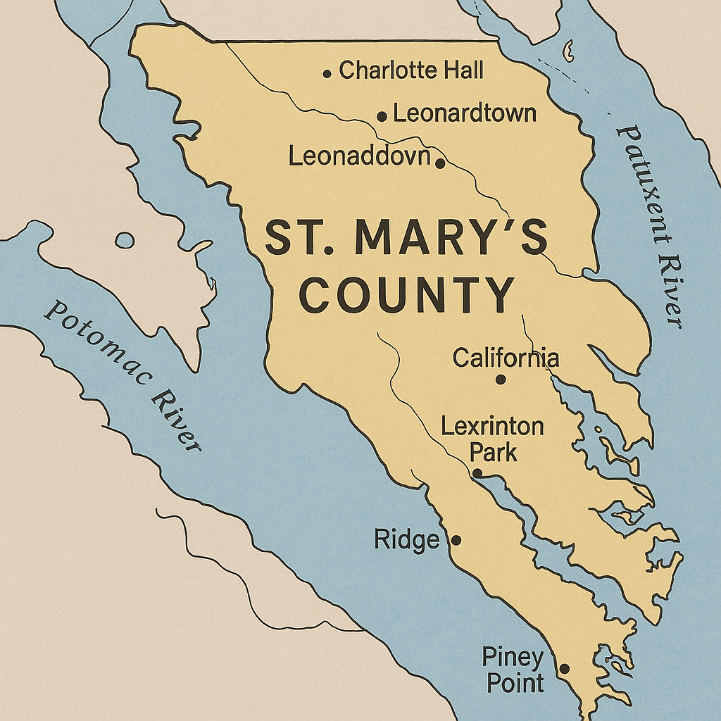 St. Mary's County Map in Southern MD