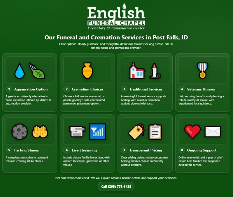 Our Funeral and Cremation Services in Post Falls, ID Infographic