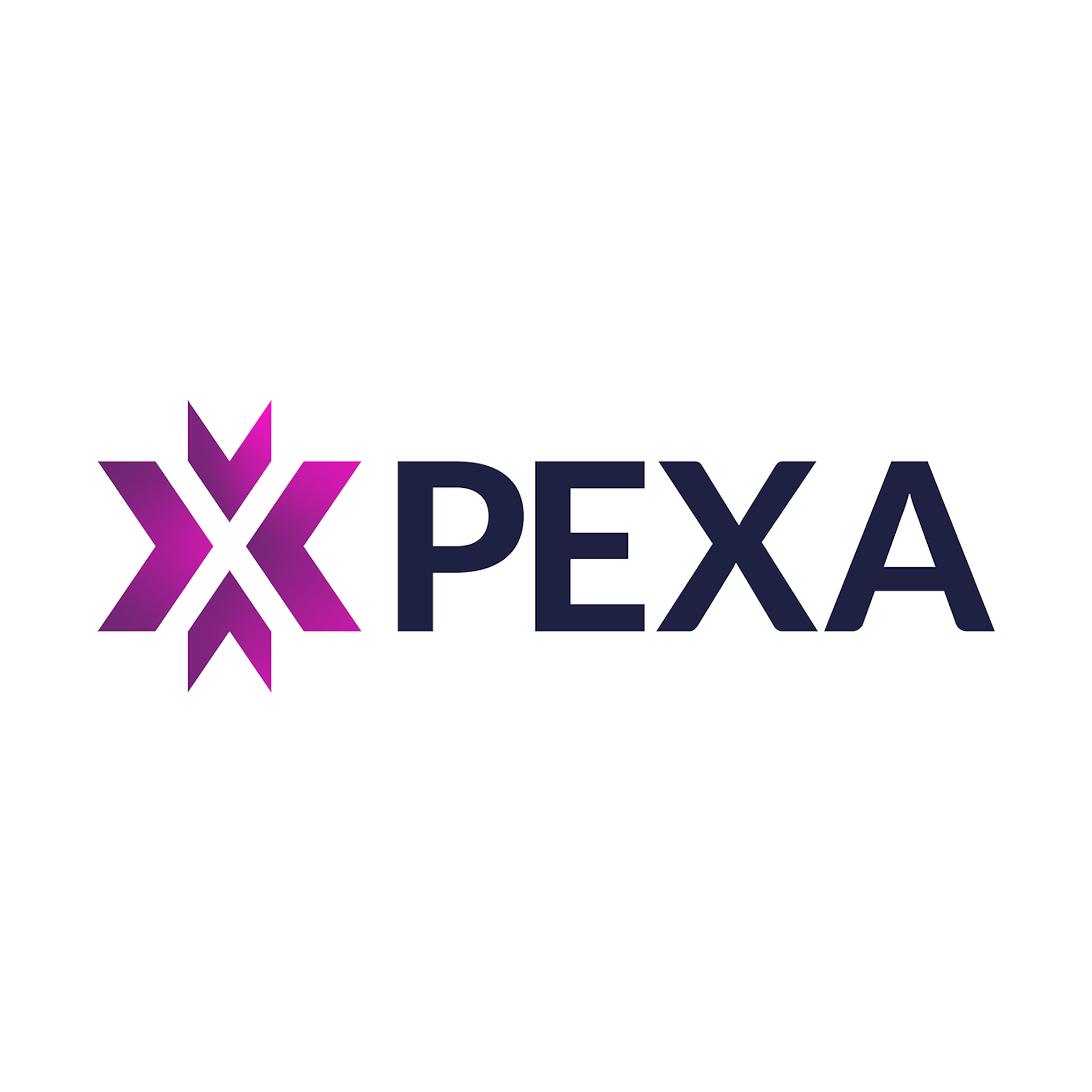 the logo for pexa is purple and black and has a star in the middle .
