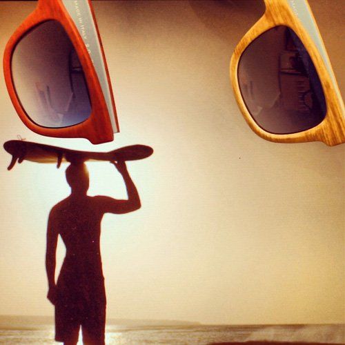 occhiali da sole montatura effetto legno