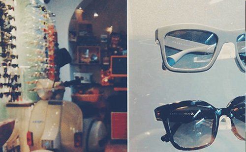 interno del negozio di occhiali da sole